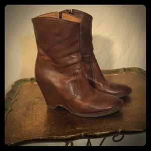 Fiorentini + Baker Cognac Wedge 3/4 Boots